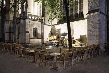 Deserted streets of Antwerp, due to a government order for a nightly curfew from 11.30pm until 6.00am throughout the whole province. Bars and restaurants have to close at 11.00pm. The curfew is expect...