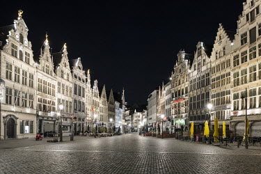 Deserted streets of Antwerp, due to a government order for a nightly curfew from 11.30pm until 6.00am throughout the whole province. Bars and restaurants have to close at 11.00pm. The curfew is expect...