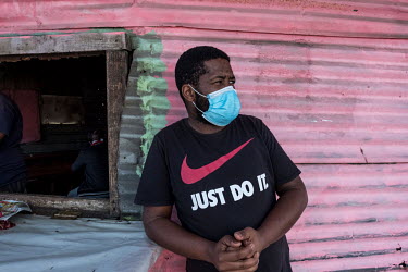 Youth activist Olwethu Tetyana outside the Site B hospital in Khayelitsha. Tetyana has criticised the government's handling of the coronavirus outbreak in South Africa.
