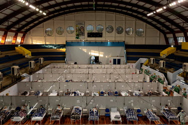 Wards in an indoor stadium temporarily converted into a field hospital as authorities try to cope with the rising number of COVID-19 patients in Sao Paulo. The site is named Hospital de Campanha Pedro...