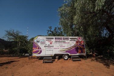 A closed and disused BOFWA (Botswana Family Welfare Association) mobile clinic which was forced to cease operations after the organisation lost its USAID funding.