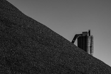 A huge mound of coal stored at the Reading Anthracite Company's processing plant.