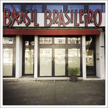The closed Brasil Brasileiro Restaurant on the Kurfuerstendamm.  The Berliner Ku'damm is lined with luxury boutiques, hotels and restaurants. The coronavirus has resulted in deserted pavements and mos...