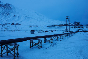 Water pipes serving the town and coal mine in Longyearbyen, the northern-most city on Earth. Temperatures in this region are warming faster than anywhere else on the planet, rising at least 4Â�C in r...