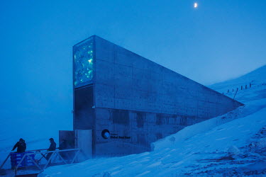 Workers from the Nordic Genetic Resource Centre (NordGen) unloads seed samples for storage in the Global Seed Vault where, in recent years, the main tunnel has experienced some flooding due to permafr...