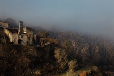 Houses in a valley completely burnt by forest fires in Oliveira do Hospital. In 2017, 115 people lost their lives and at least 5,000 kmÂ� (roughly 2,000 square miles) of Portuguese territory was dest...