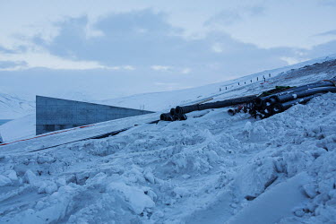 Insulated pipes used for repairs and renovations at the Global Seed Vault where, in recent years, the main tunnel has experienced some flooding due to permafrost melt. Temperatures in this region are...