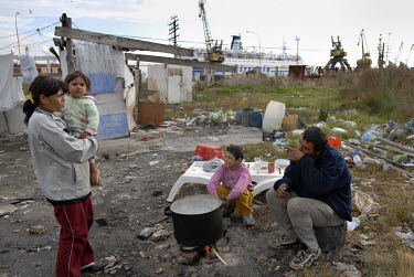 A family of gypsies who live in a shack near the port of Durres.