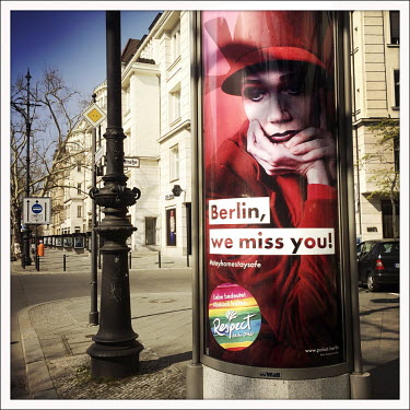 A poster on the Kurfuerstendamm reads 'Berlin, we miss you!'   The Berliner Ku'damm is lined with luxury boutiques, hotels and restaurants. The coronavirus has resulted in deserted pavements and most...