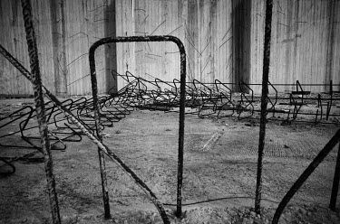 Steel rods used for reinforced concrete at an abandoned construction site.