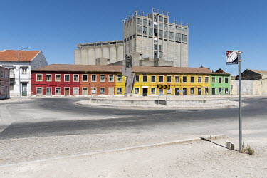 Decrepit former worker's houses near the Barreiro industrial zone. Barreiro, a communist stronghold and the hometown of Companhia Uniao Fabril (CUF) which, from the 1930s until 1974, was one of Portug...