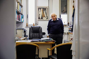 The organic chemist Raphael Mechoulam in his room at the Hebrew University of Jerusalem. Mechoulam led the research group that was the first to succeed in the total synthesis of the major plant cannab...