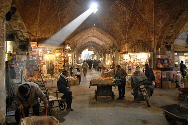 A ray of sunlight enters the city's old bazaar, the economic heart of the city. Tabriz is a predominantly Azerbaijani city in the north of Iran.