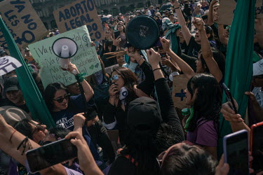 Demonstrators shout slogans during a protest in the Zocalo Plaza on International Women's Day. The annual demonstrationÂ�intensified and turned into a bigger movementÂ�against gender-based violence�...