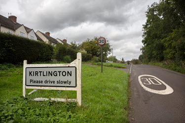 A sign marks the entrance to the Oxfordshire village of Kirtlington. Wildlife enthusiasts in the village have created an extensive 'Hedgehog Street' by making holes in walls gates and fences, and buil...