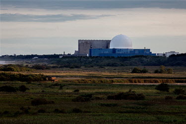 Sizewell Nuclear Power station viewed across the Minsmere RSPB (Royal Society for the Protection of Birds) reserve.