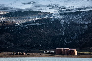 Whalers Bay, Deception Island, in the South Shetland Islands. The remains of a whaling station built by Norweigans in the early 20th century. The station was abandoned in 1931 after a collapse in the...