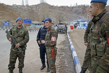 Soldiers at a military checkpoint in Tunceli, a Kurdish Alevi town heavily militarised by the Turkish state as the region is a stronghold of the PKK.