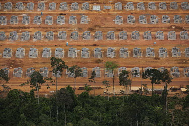 The construction site of a new settlement built to relocate the population displaced as a result of the Belo Monte hydropower dam construction on the Xingu River.