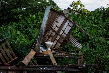 A destroyed shack close to the igarape (creek) Altamira that was once home to a family since removed to a new settlement built to relocate the population dislodged as a result of the Belo Monte hydrop...