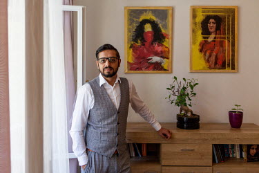 David Tiser in his flat in Prague. He is the first LGBT Roma activist in the Czech Republic.