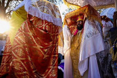 Tabots (Ark of the Covenant) carried during the Timkat procession, celebrating the baptism of Jesus and the Orthodox Epiphany. The official slogan for the 2021 celebrations was 'Ethiopia's Rebirth at...