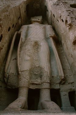 The 'Eastern' Bamiyan Buddha (6th century CE), one of two giant rock-carved Buddha statues, prior to their destruction by the Taliban in 2001.