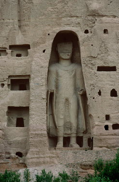 The 'Eastern' Bamiyan Buddha (6th century CE), one of two giant rock-carved Buddha statues, prior to their destruction by the Taliban in 2001.