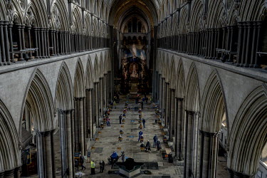 A vaccination centre inside Salisbury Cathedral treating around 1000 people per day.