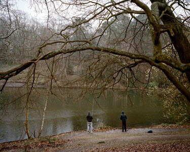 Boys fishing at Keston Ponds.