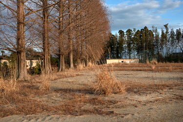 The sports ground of a secondary school abandoned since March 2011.  Okuma was totally evacuated in the aftermath of the Fukushima Daiichi nuclear disaster, the nuclear plant is just four Kilometres a...