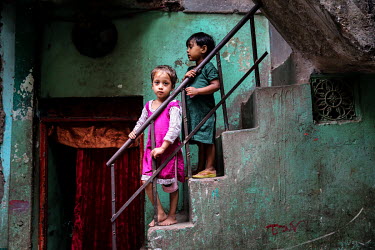 Two children in the urban refugee camp popularly known as 'Geneva Camp'. The people living in the area are related to Muslims who moved here mostly, but not exclusively, from Bihar in India after part...