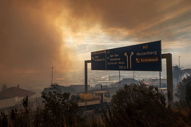 Smoke from wildfires hangs over Cape Town.