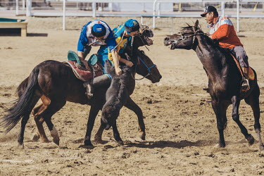 Kok Boru players from Kazakhstan and Russia compete in the 3rd place play-off match at the World Nomad Games. The Kazakh team ran out 17-1 winners in a fiercely contested match.