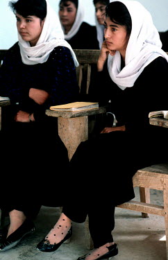 Young women studying in the city's main high school.