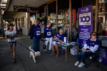 Local rotary volunteers on the main street of Mullumbimby in the Byron Bay shire.   The Byron Bay community is at war with a proposed Netflix reality TV show called Byron Baes, which locals feel does...