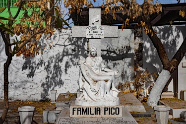 A headstone on a family tomb in a cemetery in Culiacan.