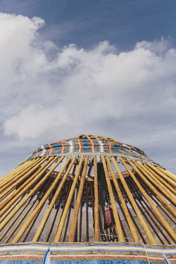 The interior structure of a yurt (tent) at the 'Ethno Village' at the World Nomad Games.