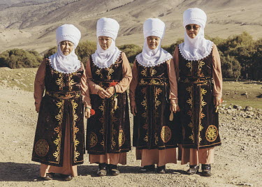 Kyrgyz women in traditional dress at the Ethno-Village at the World Nomad Games.