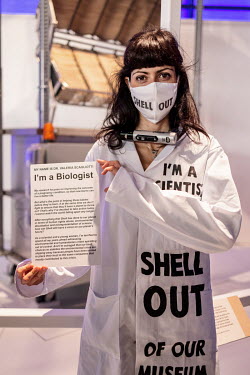 Scientists who are part of the Extinction Rebellion climate change action group protest Shell's sponsorship of 'Our Future Planet', an exhibition, advocating techno-fixes for the climate crisis at The...