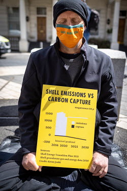 Scientists who are part of the Extinction Rebellion climate change action group protest Shell's sponsorship of 'Our Future Planet', an exhibition advocating techno-fixes for the climate crisis, at The...
