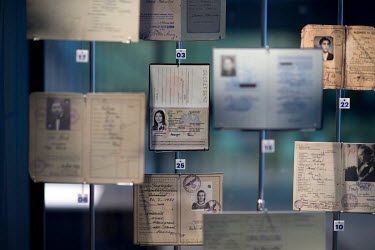 A passport in the section A European History of Forced Migration on display at the Museum and Documentation Centre of the Foundation Escape, Flight, Expulsion and Reconciliation. The Documentation Cen...