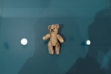 Eva Lange's Teddy Bear of the section Escape and expulsion of the Germans on display at the Museum and Documentation Centre of the Foundation Escape, Flight, Expulsion and Reconciliation. The Document...