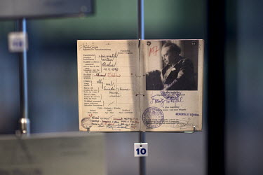 A passport with a visa for Spain and Portugal for Franz Werfel 1937 in the section A European History of Forced Migration on display at the Museum and Documentation Centre of the Foundation Escape, Fl...