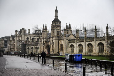 The buildings of Cambridge University's King's College are almost deserted during the United Kingdom's third lockdown as a variant of COVID-19 is causing increases in numbers of cases of coronavirus t...
