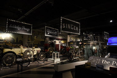 Early models of cars and cycles and the factories that produced them in Coventry depict the city's industrial transition in the Coventry Transport Museum, on its first day of reopening since the UK's...