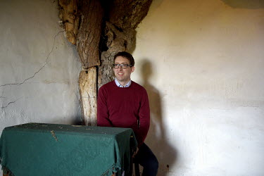 Museum Curator Owen Gower in The Temple of Vaccinia, where Dr Edward Jenner carried out free smallpox vaccinations for locals, in the garden at Dr Jenner's House Museum. The museum where Dr Edward Jen...