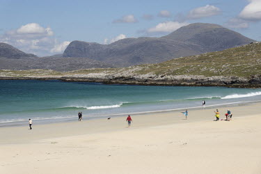 Luskentyre Beach, one of several on the Isle of Harris which is famous for white sands, clear water and much smaller numbers of visitors compared to more easily accessible seaside destinations in Engl...