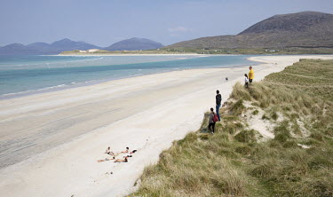Seilebost Beach, one of several on the Isle of Harris which is famous for white sands, clear water and much smaller numbers of visitors compared to more easily accessible seaside destinations in Engla...