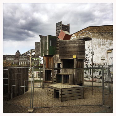 An adventure building in a playground at the 'Zentrum fuer Kunst und Urbanistik ZK/U' near Westhafen in Moabit.  The Berlin district of Moabit is an artificial island completely surrounded by water th...